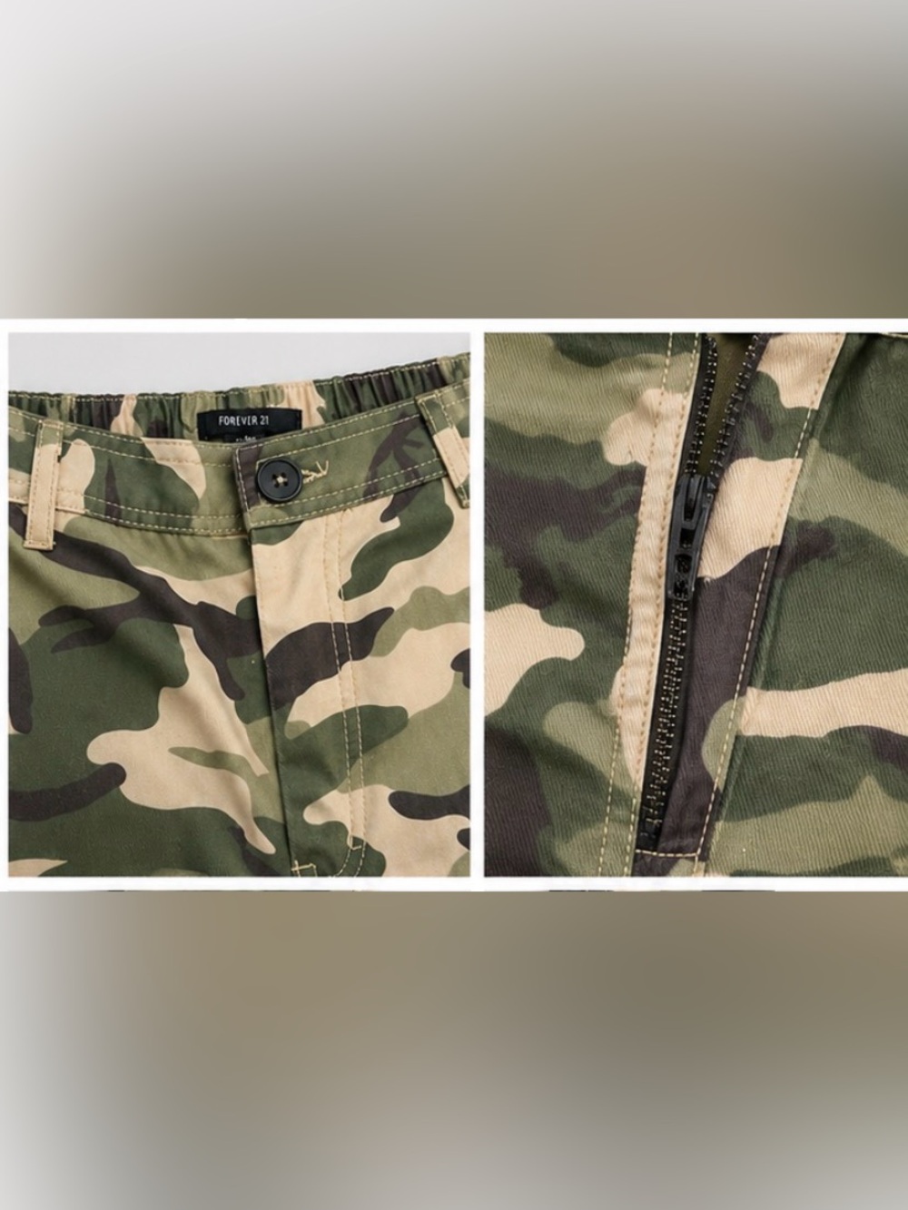 Forever 21 Camo Straight Leg Cargo Pants - Green/Tan/Brown - Picture 4 of 5